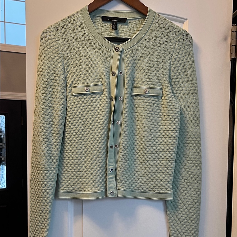 White House Black Market Green Textured Cardigan